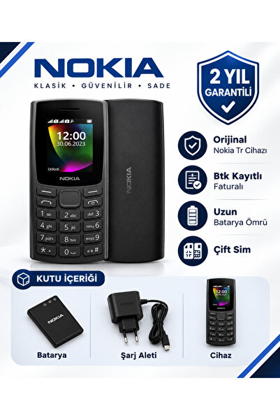 Nokia N106 Tuşlu Cep Telefonu Yeni Model Kamerasız Asker Yaşlı Telefonu(Nokia...