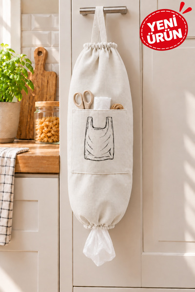 Paris Home Hanging Fabric Bag Holder with Pockets, Kitchen Bag Organizer Stor...