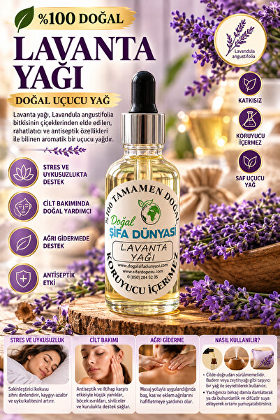 DogalSifaDünyası Lavanta Yağı 50 ml Soğuk Sıkım %100 Saf Doğal Bikisel