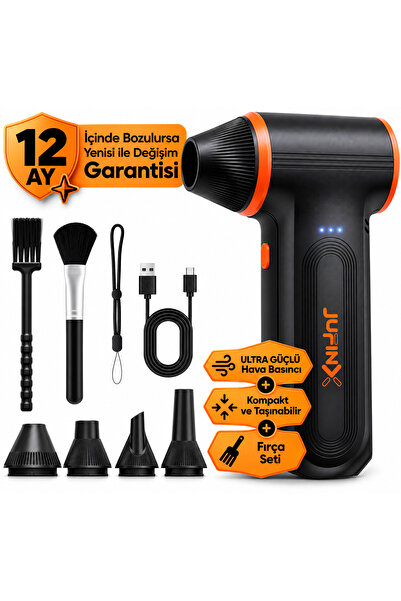 JUFINX Şarjlı Mini Jet Fan, 3 Mod, 52m/s Güçlü Üfleme, Bilgisayar - Araba - K...