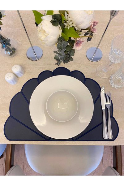 Madeco Home Oyster Navy Blue Color Leather American Service Set