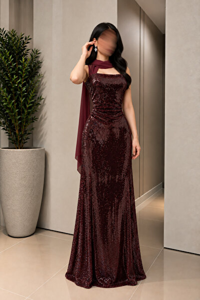 GORI FASHION فستان سهرة مزين بترتر بالكامل