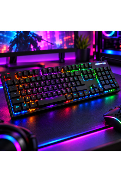 MINO TECH Türkçe Q Mekanik Gaming Klavye KL-138 RGB Aydınlatmalı Numpadli Kab...