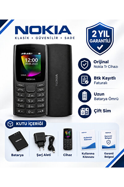 Nokia N106 Tuşlu Cep Telefonu Yeni Model Kamerasız Asker Yaşlı Telefonu(Nokia...