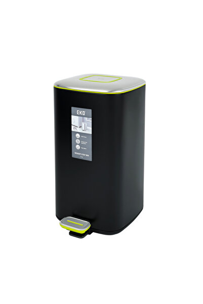 EKO Square Step Trash Bin with Soft Closing Lid Black 20L