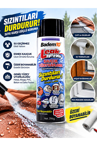 Badem10 (SİYAH 396 GR) Su Yalıtım Sızdırmaz Geçirmez Izolasyon Kauçuk Spreyi ...