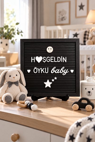 fikirstore Mesaj Panosu Siyah Kaplama Ahşap Çerçeveli 148 Türkçe Karakterli B...
