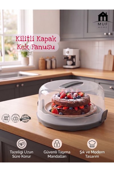 MUF HOME صينية كيك ومعجنات بغطاء قابل للقفل - شفافة وعملية وآمنة للحمل، حاوية...