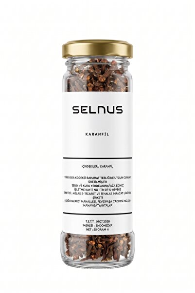 SELNUS Karanfil Tane 25 Gr Cam Kavanoz Bütün Tomurcuk Tıbbi Karanfil Clove Sy...