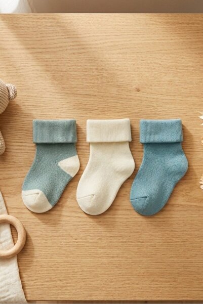 Katia&Bony 3-teilige Baby-Handtuchsocken Mint-Ecru-Grün