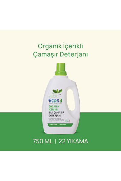 Ecos3 Organik İçerikli Çamaşır Deterjanı, Vegan Sertifikalı, Bitkisel, Extra ...