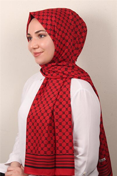 Eşarppark Medine Desenli Şal 2421-17 Kırmızı