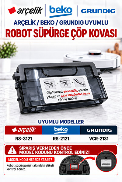 Arçelik Контейнер за отпадъци за робот прахосмукачка-rs-3121-rs-2121 -vcr-213...
