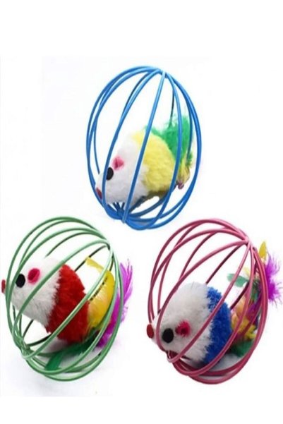 Fashion Base 6 Cm Cat Dog Play Ball - Caged and Colorful Mouse