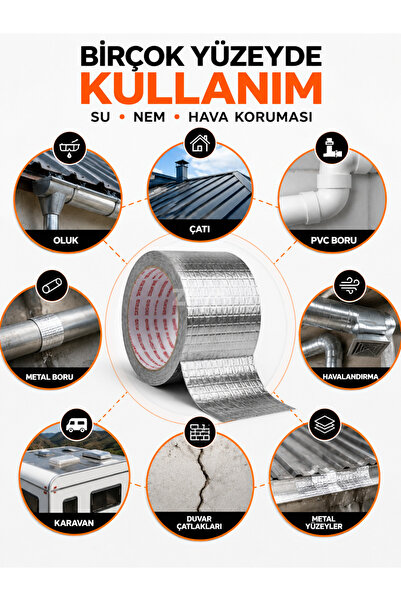 Zeyn Gross DMAX Sakız Sızdırmaz Bant 48 mm x 2 m Butil Alüminyum Folyo Tamir ...