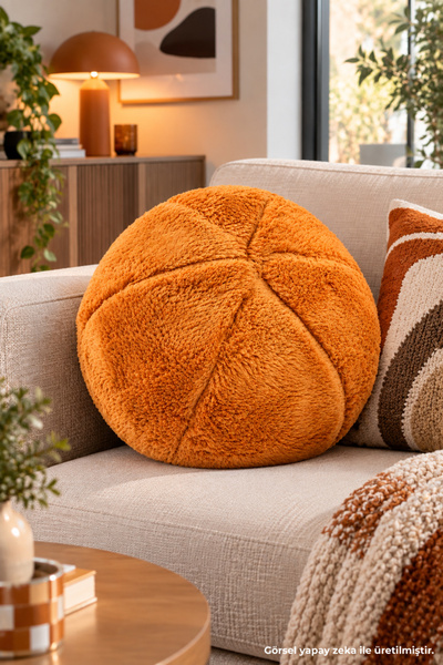Pabtex Plush Ball Pillow - Round Decorative Pillow, Soft Plush Home Decor