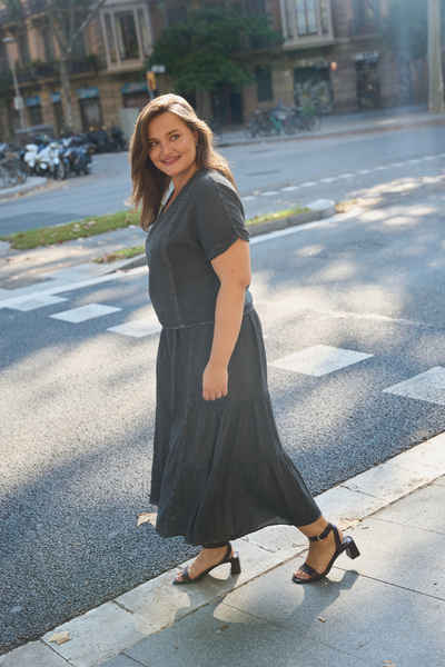 İKİKIZ Cotton Navy Blue Maxi Skirt