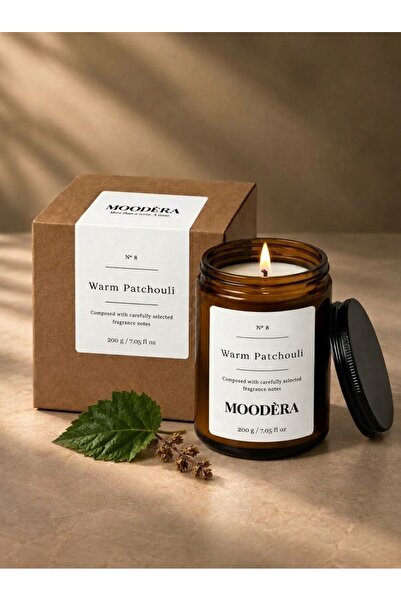 MOODÈRA Patchouli Kokulu Mum, %10 Koku Esansı, Soya ve Parafin Mum Karışımı K...