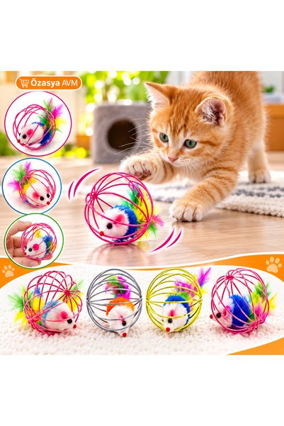 Fashion Base 6 Cm Cat Dog Play Ball - Caged and Colorful Mouse