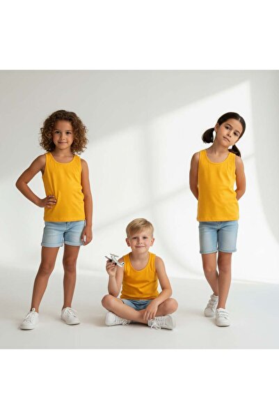 BONBON Children's Cotton 3-Pack Mustard Color Undershirts Cb1039