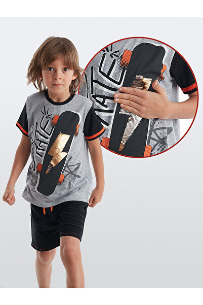 MSHB&G Thunder Değişen Payetli Pullu Erkek Çocuk T-shirt Şort takım