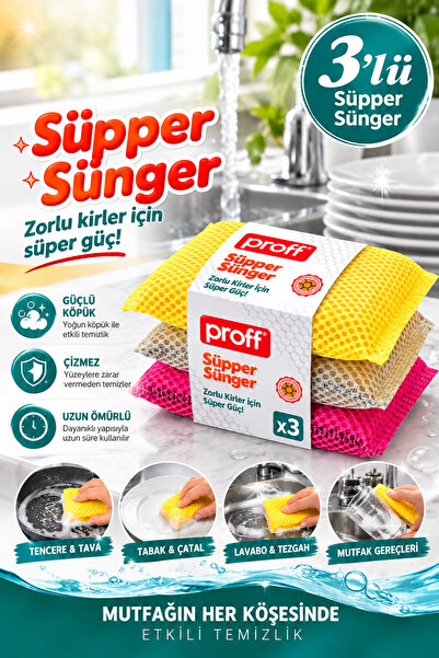 grimorlife 3 pieces of microfiber mesh dish sponges - durable and hygienic cl...