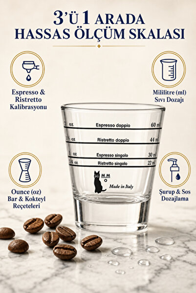 Epinox Motta Double Sided Graduated Glass Espresso Coffee Measuring Cup (Shot Glass) 30 / 60 ml