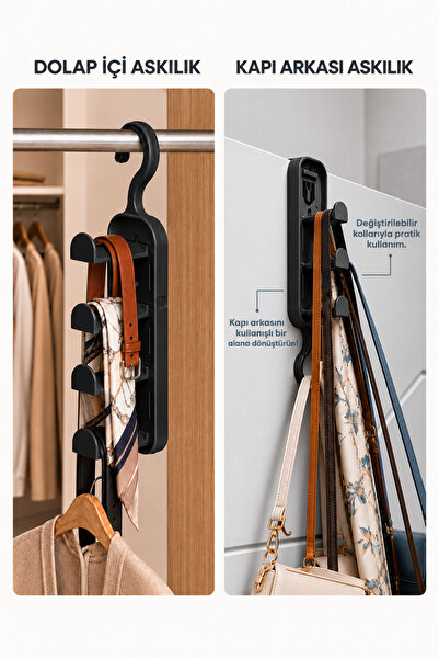 ATA HOME 2 Adet Çok Amaçlı Dolap İçi Düzenleyici Çanta, Şal ve Kemer Askısı, ...