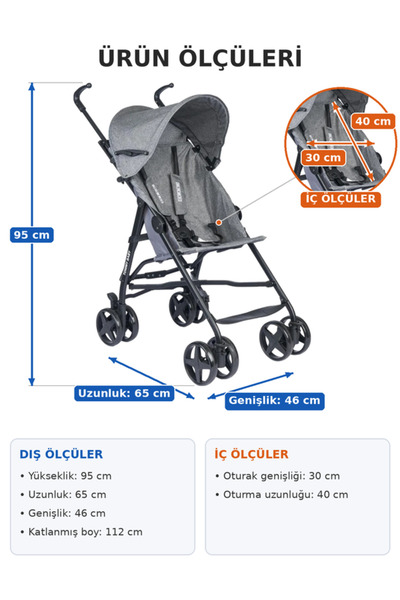 Tommybaby Comfort Pratik Baston Puset Bebek Arabası Çocuk Arabası