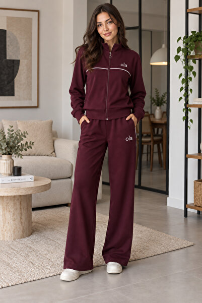 Focus Light Women's Embroidered Sweatshirt and Wide-Leg Pants Two-Piece Set