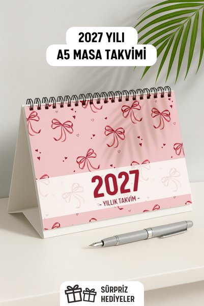 Eldesen Tasarım 2027 Masa Takvimi Spiralli A5 (21X16CM) Büyük Boy / Resmi Tatiller Ve Hafta Sonları / 12 Aylık