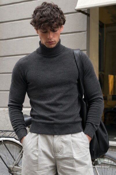 Madmext Anthracite Turtleneck Sweater 4656