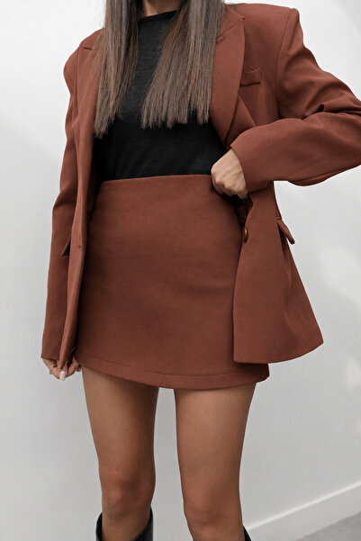 Perry Boutique Kiremit Premium Blazer Ceket-Etek Takım