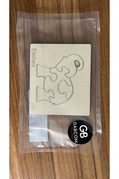 Gabcom Puzzle din Lemn – Elefant | Puzzle Montessori Educativ | 5 Piese | 14 x 12 cm | Jucărie din Lemn usor de colorat