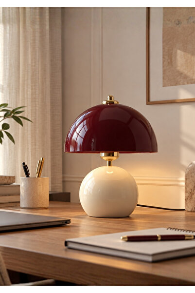 HOMİNG Blush Abajur Vine Red Şarap Kırmızısı Krem 242486