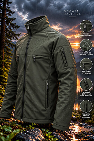Polviton Softshell Içi Polarlı Su Geçirmez Ceket Rüzgar Geçirmez Kalın Kışlık...