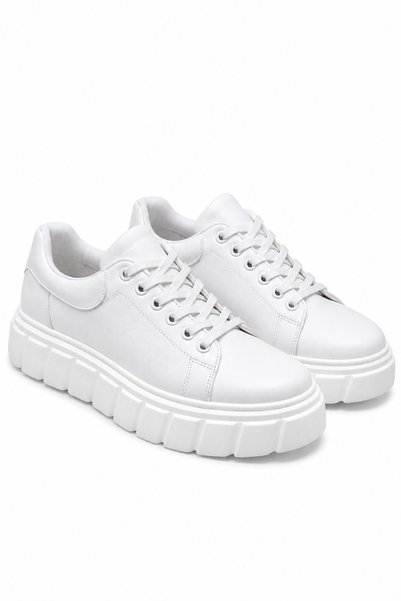 Lucy Shoes YG044 Мъжки високи кожени спортни маратонки с връзки CBT - бели