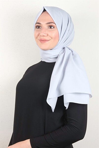 PİRAMİT Şifon Şal Düz Renk 1293-89 Açık Buz Mavisi