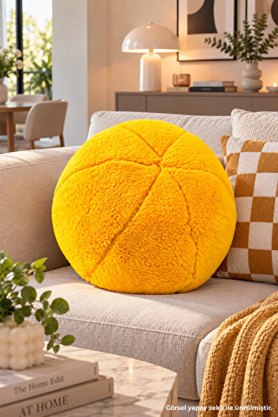 Pabtex Pernă bilă de pluș - Pernă decorativă rotundă, decorațiune moale de pl...