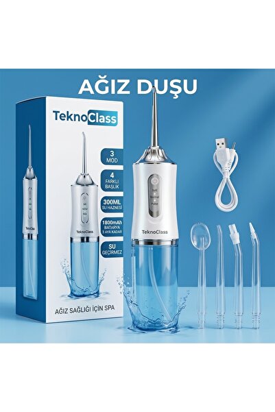 TeknoClass Şarj Edilebilir 4 Başlıklı Taşınabilir Diş Protez Bakım Ve Ağız Du...