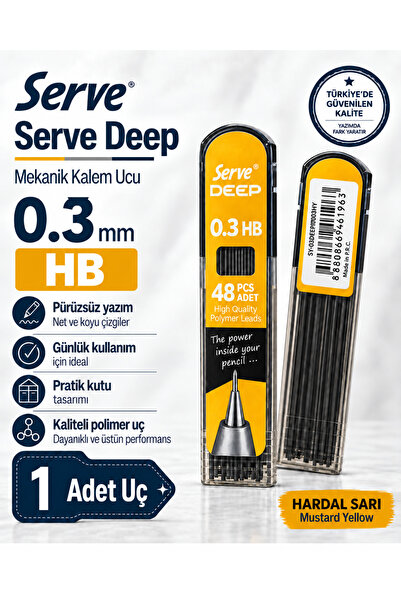 Serve Deep Mekanik Versatil Kalem Ucu 1 Adet Kutu (48 Uç İçerir) 0.3 / 0.5 / ...