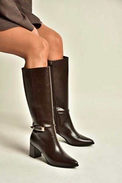 Fox Shoes Z480053060 Brown Rustic Thick Heeled Classic Women's Boots