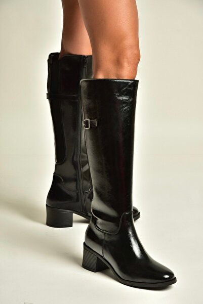Fox Shoes Z608194460 Black Rustic Thick Heeled Women's Boots