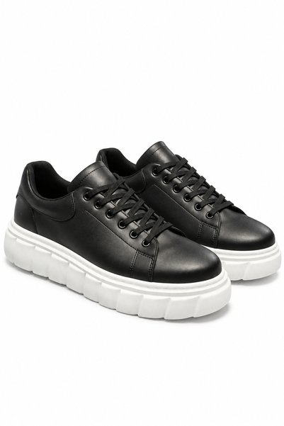 Lucy Shoes YG044 Мъжки високи кожени спортни маратонки с връзки CBT - черни