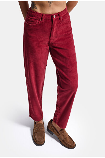 it's basic Kadın Bordo Renk 26w5-35 Relax Fit Esnek Kumaş İnce Fitilli Velvet...