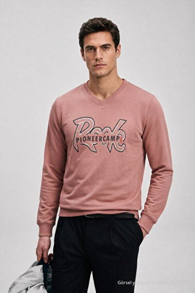 Maccali Men's Casual Crew Neck Comfortable Powder Printed Sweatshirt