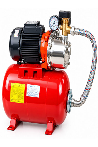 Ajm75 S Paslanmaz Santrifüj 4 Kat 4 Daire 1 Hp Hidrofor, 50 Litre Yatay Tanklı Hidrofor, Ev Tipi Hidrofor (0-5 m3/h, 41-50mss)