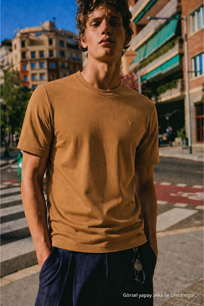 Maccali Tricou pentru bărbați, 100% bumbac, Basic A.Coffee, cu mânecă scurtă