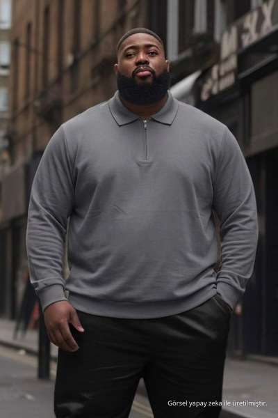 Maccali Ανδρικό φούτερ Trend Plus Size από καπνιστό πλεκτό ύφασμα