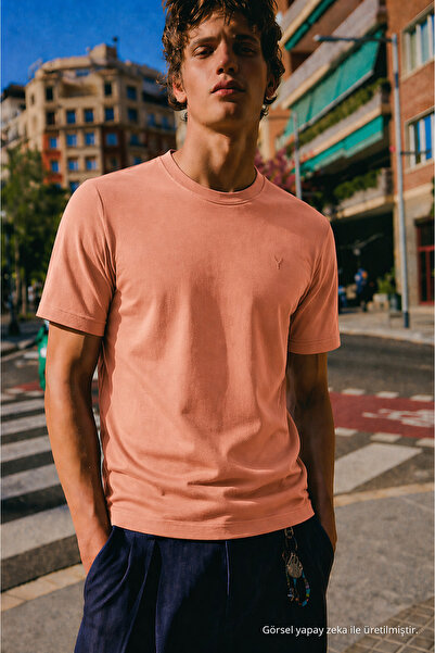 Maccali Men's 100% Cotton Basic Powder Short Sleeve T-Shirt
